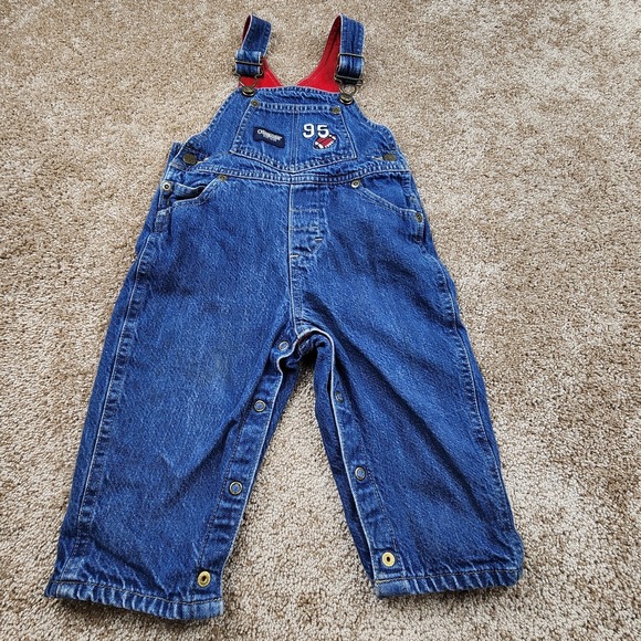 Other - OshKosh B'gosh Baby  Bib Overalls Blue 12M Football Adjustable‎ Strap Lined